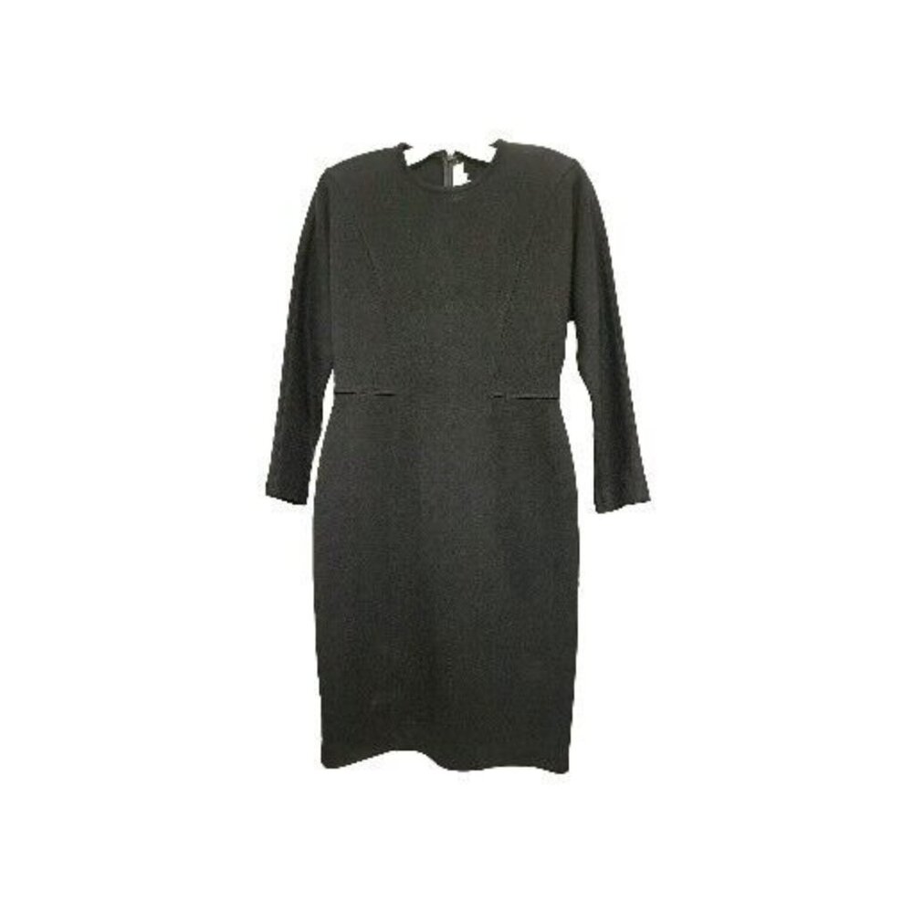 Vintage Outlander Bodycon Ponte Knit Above Knee Long Sleeves Black Petite Medium